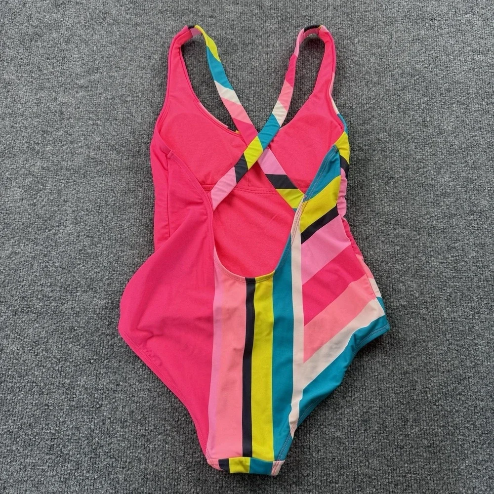 Polo Ralph Lauren Girls One Piece Swimsuit Size S (3–5) Pink Multicolor USA Logo